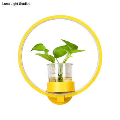 Modern silver wall light with plant pot – bedroom led sconce