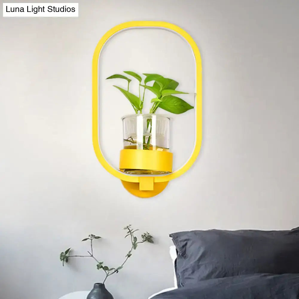 Modern silver wall light with plant pot – bedroom led sconce