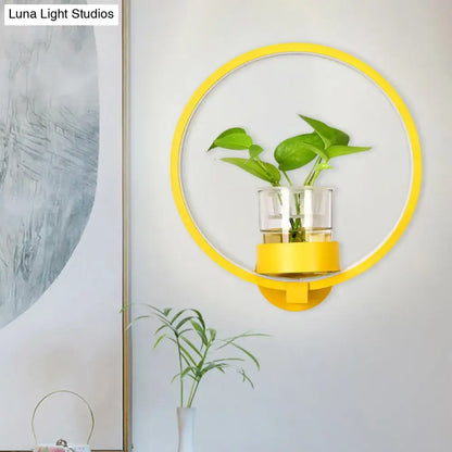 Modern silver wall light with plant pot – bedroom led sconce