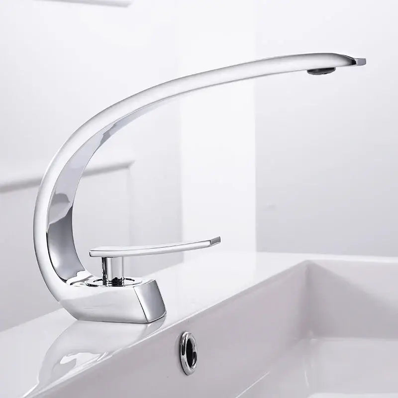 Modern silver waterfall basin faucet bathroom single handle tap