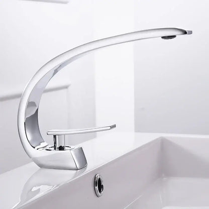 Modern silver waterfall basin faucet bathroom single handle tap