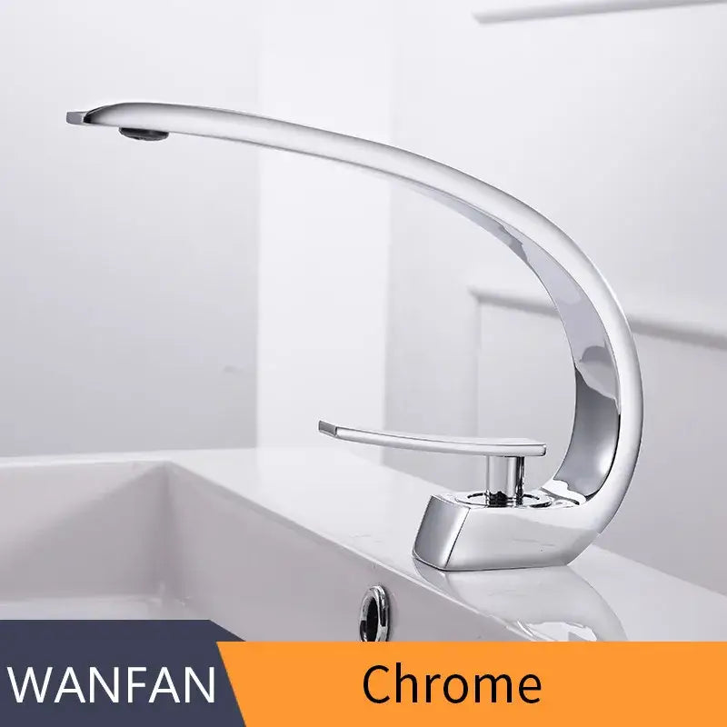 Modern silver waterfall basin faucet bathroom single handle tap