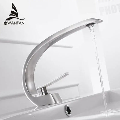 Modern silver waterfall basin faucet bathroom single handle tap