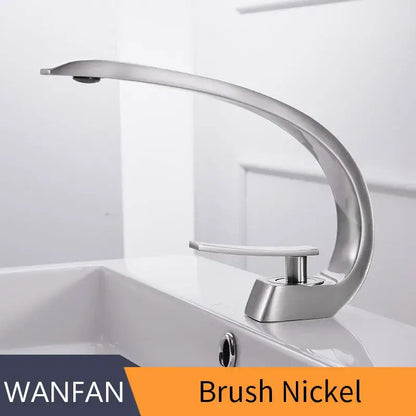 Modern silver waterfall basin faucet bathroom single handle tap