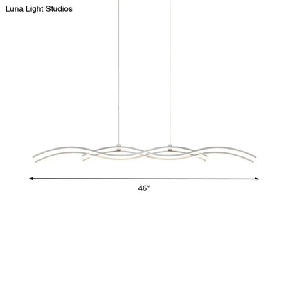 Modern silver wave island pendant light dining room led fixture