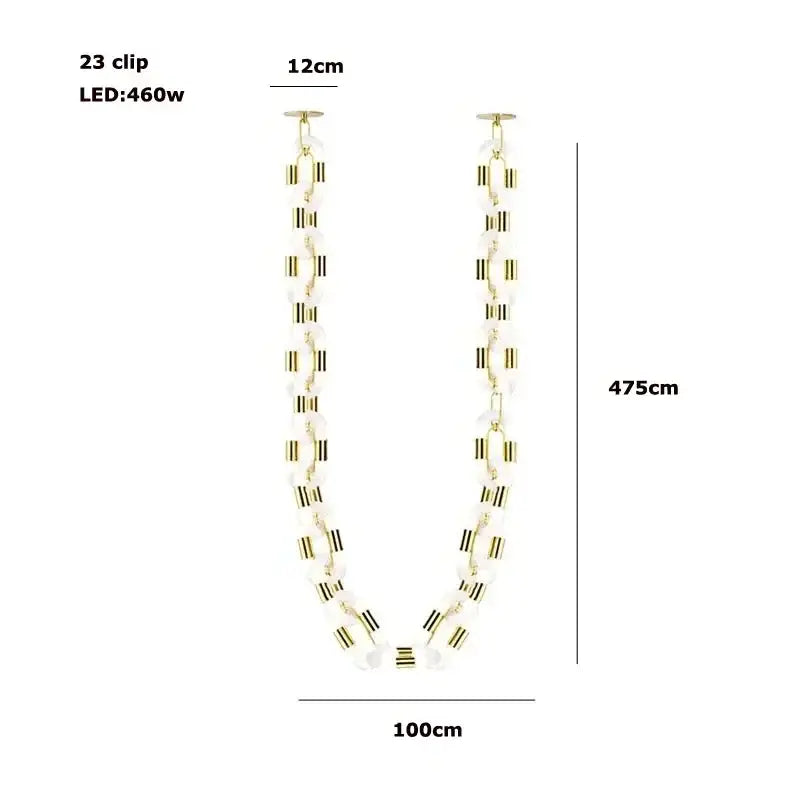 Modern silver & white crystal gold chain chandelier dining room light