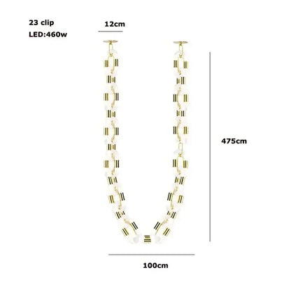 Modern silver & white crystal gold chain chandelier dining room light