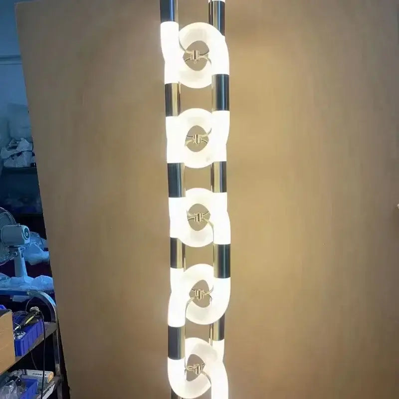 Modern silver & white crystal gold chain chandelier dining room light