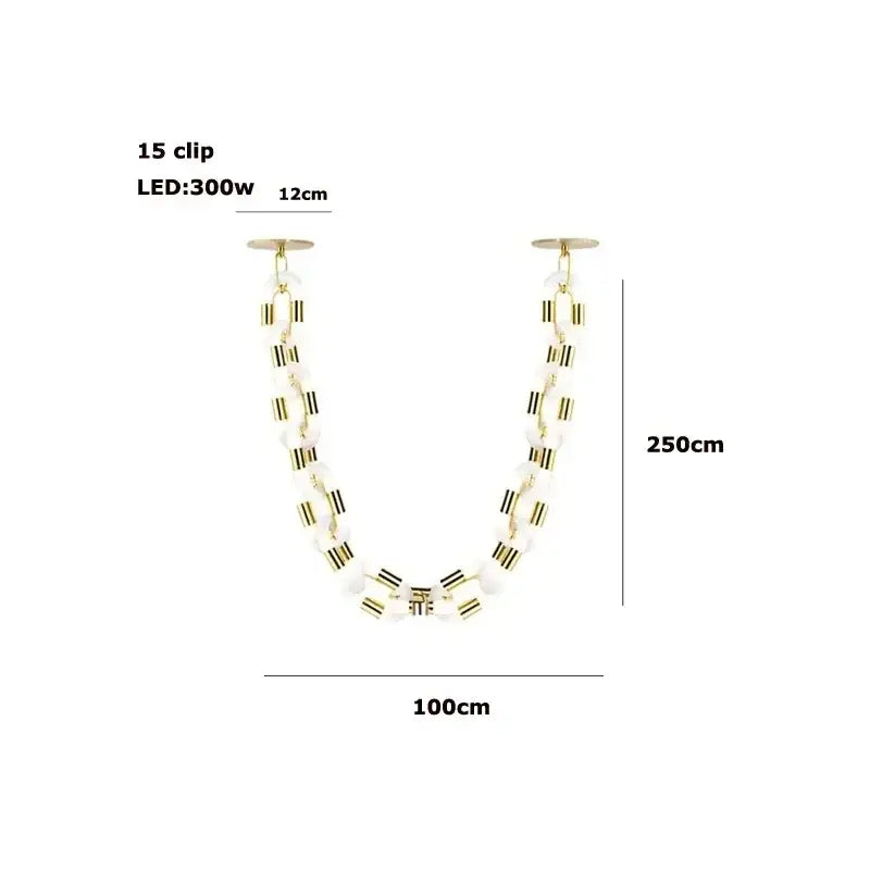 Modern silver & white crystal gold chain chandelier dining room light