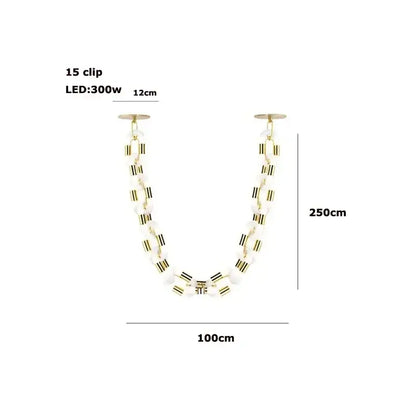 Modern silver & white crystal gold chain chandelier dining room light