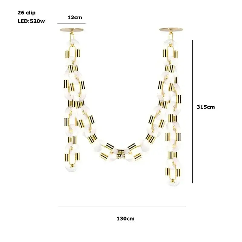 Modern silver & white crystal gold chain chandelier dining room light