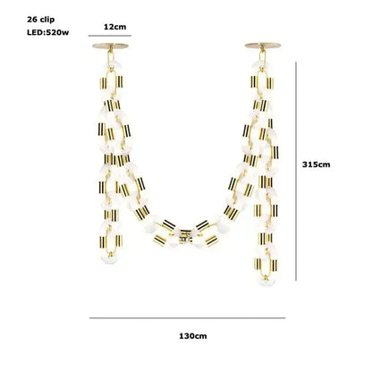 Modern silver & white crystal gold chain chandelier dining room light