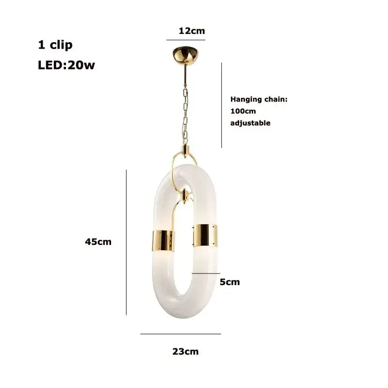 Modern silver & white crystal gold chain chandelier dining room light