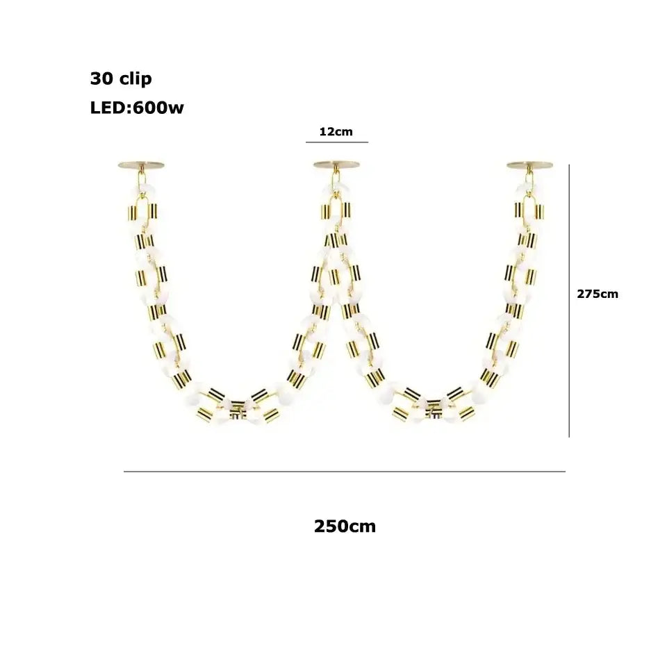 Modern silver & white crystal gold chain chandelier dining room light
