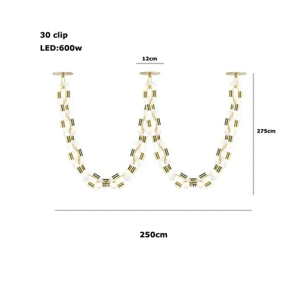 Modern silver & white crystal gold chain chandelier dining room light