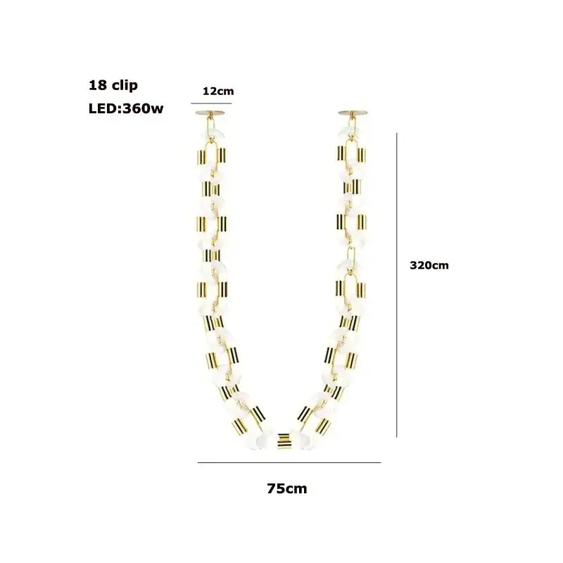 Modern silver & white crystal gold chain chandelier dining room light