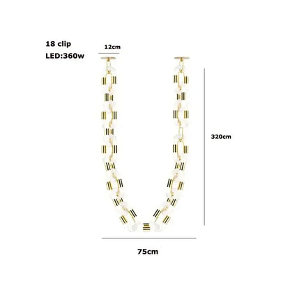 Modern silver & white crystal gold chain chandelier dining room light