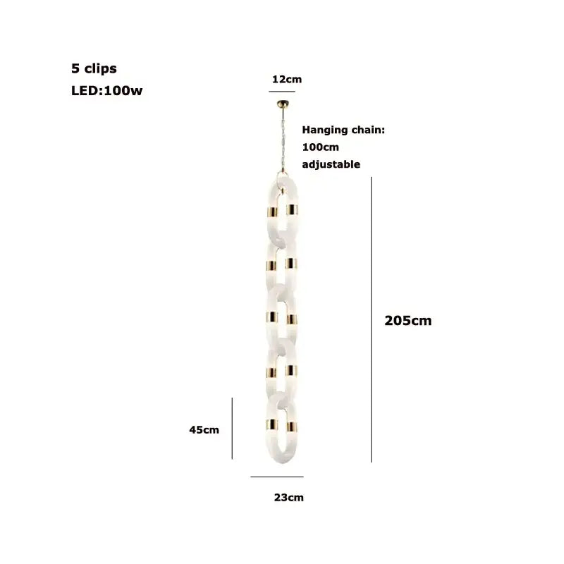 Modern silver & white crystal gold chain chandelier dining room light