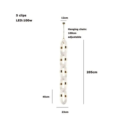 Modern silver & white crystal gold chain chandelier dining room light