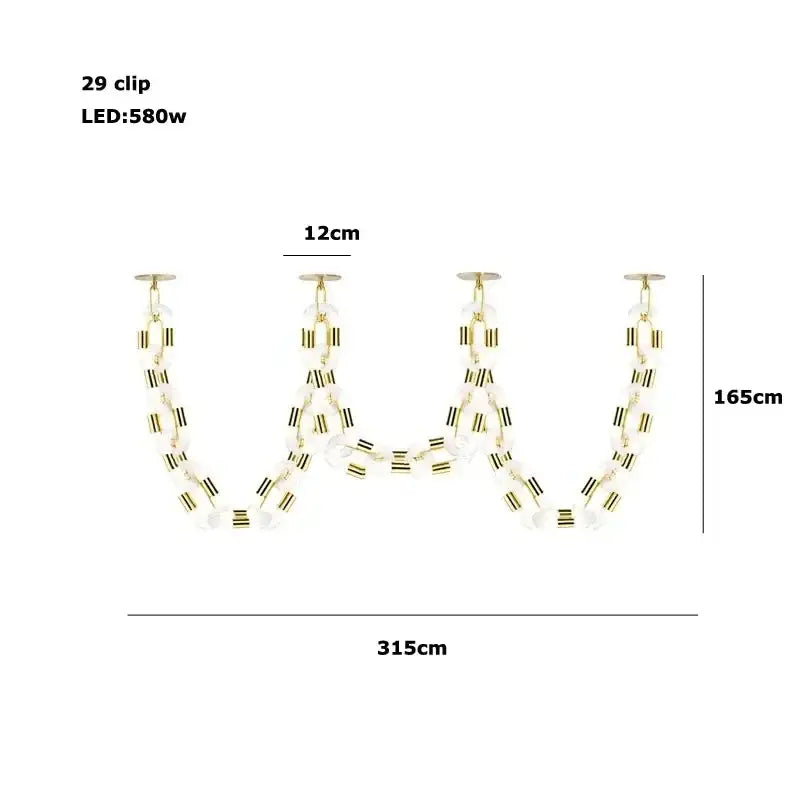 Modern silver & white crystal gold chain chandelier dining room light