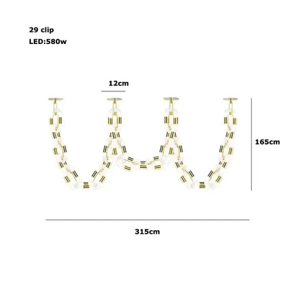 Modern silver & white crystal gold chain chandelier dining room light