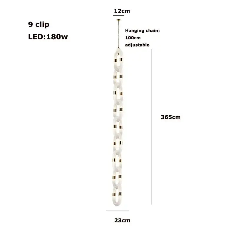 Modern silver & white crystal gold chain chandelier dining room light