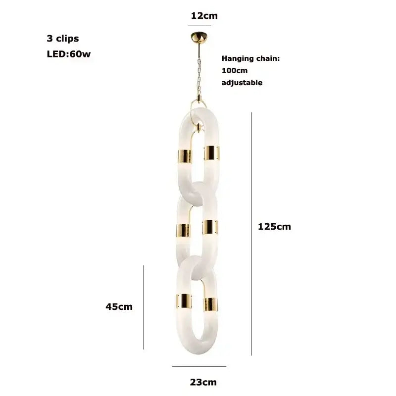 Modern silver & white crystal gold chain chandelier dining room light