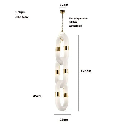 Modern silver & white crystal gold chain chandelier dining room light