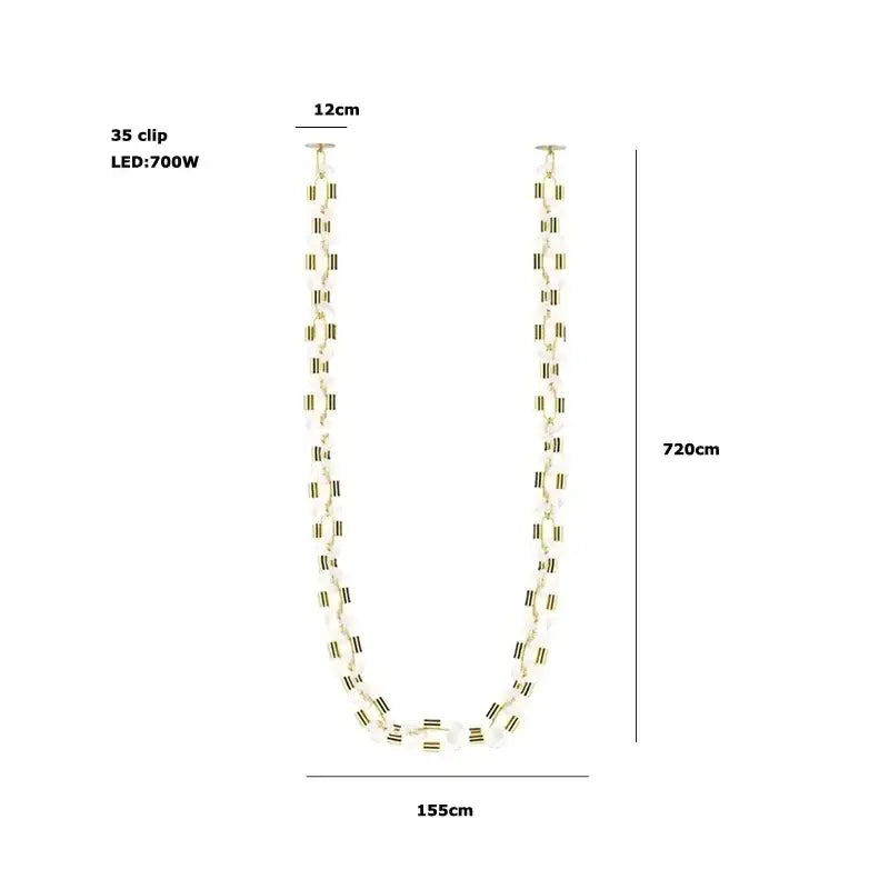 Modern silver & white crystal gold chain chandelier dining room light