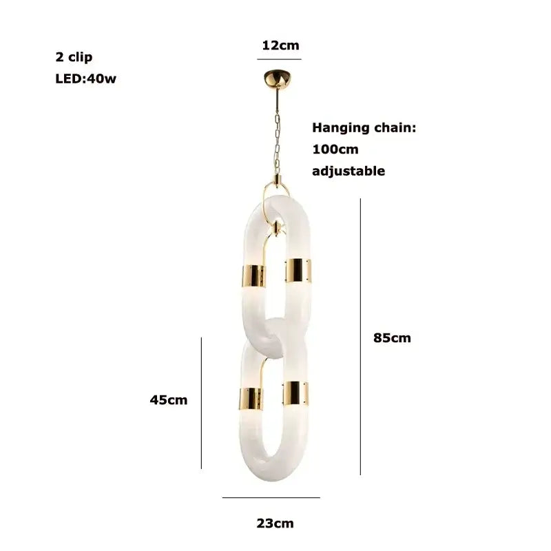 Modern silver & white crystal gold chain chandelier dining room light