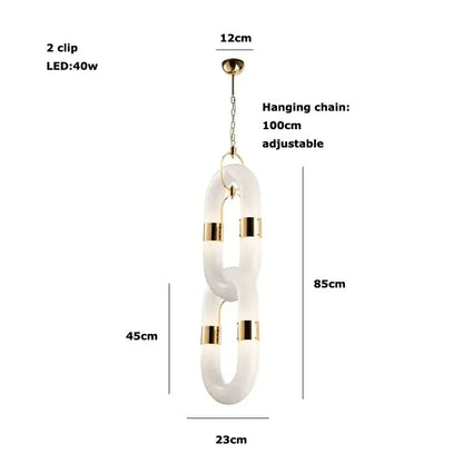 Modern silver & white crystal gold chain chandelier dining room light