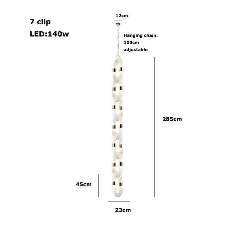 Modern silver & white crystal gold chain chandelier dining room light