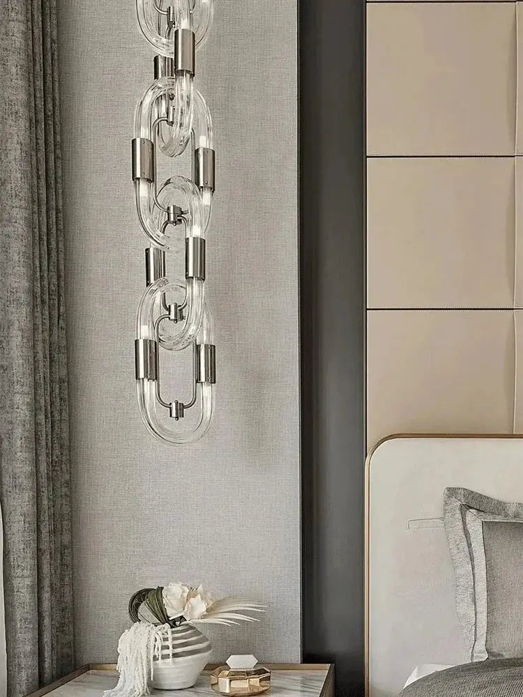Modern silver & white crystal gold chain chandelier dining room light