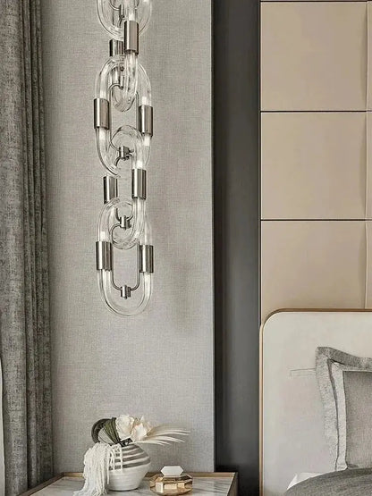 Modern silver & white crystal gold chain chandelier dining room light