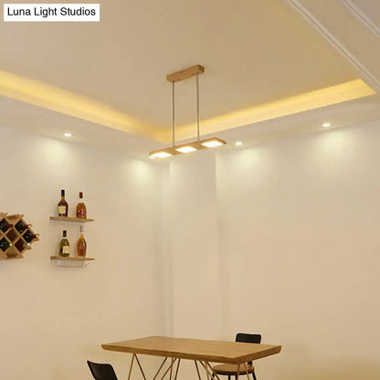 Modern simple rectangle wood island lamp dining room