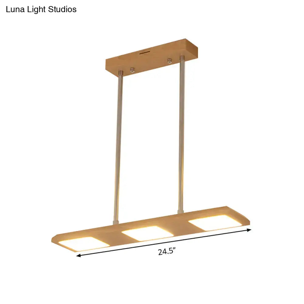 Modern simple rectangle wood island lamp dining room