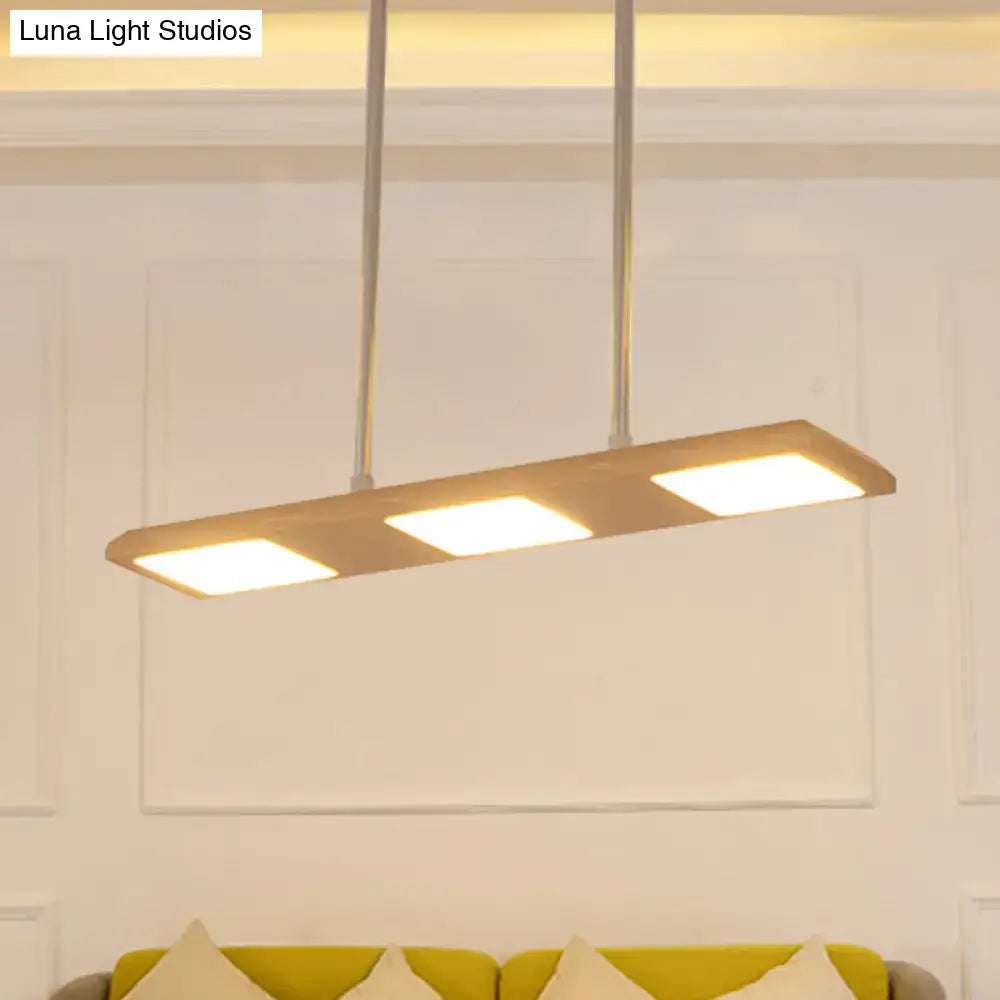 Modern simple rectangle wood island lamp dining room