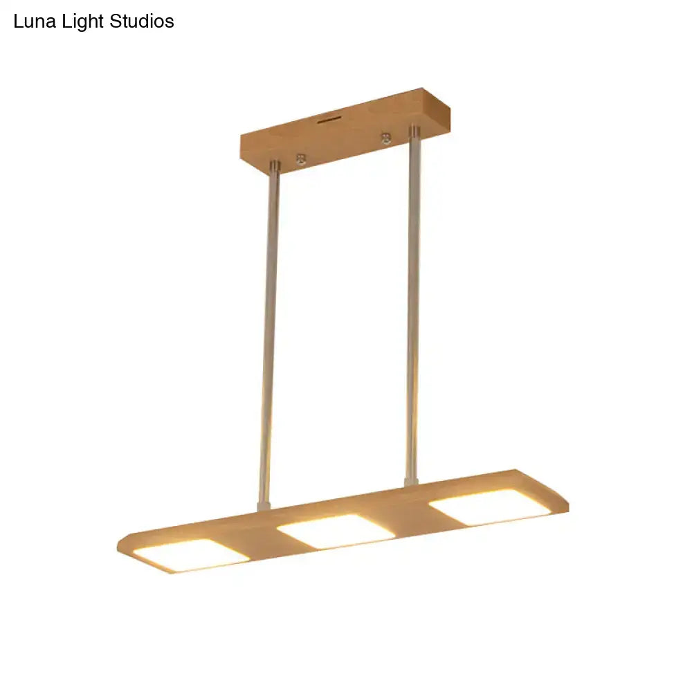 Modern simple rectangle wood island lamp dining room