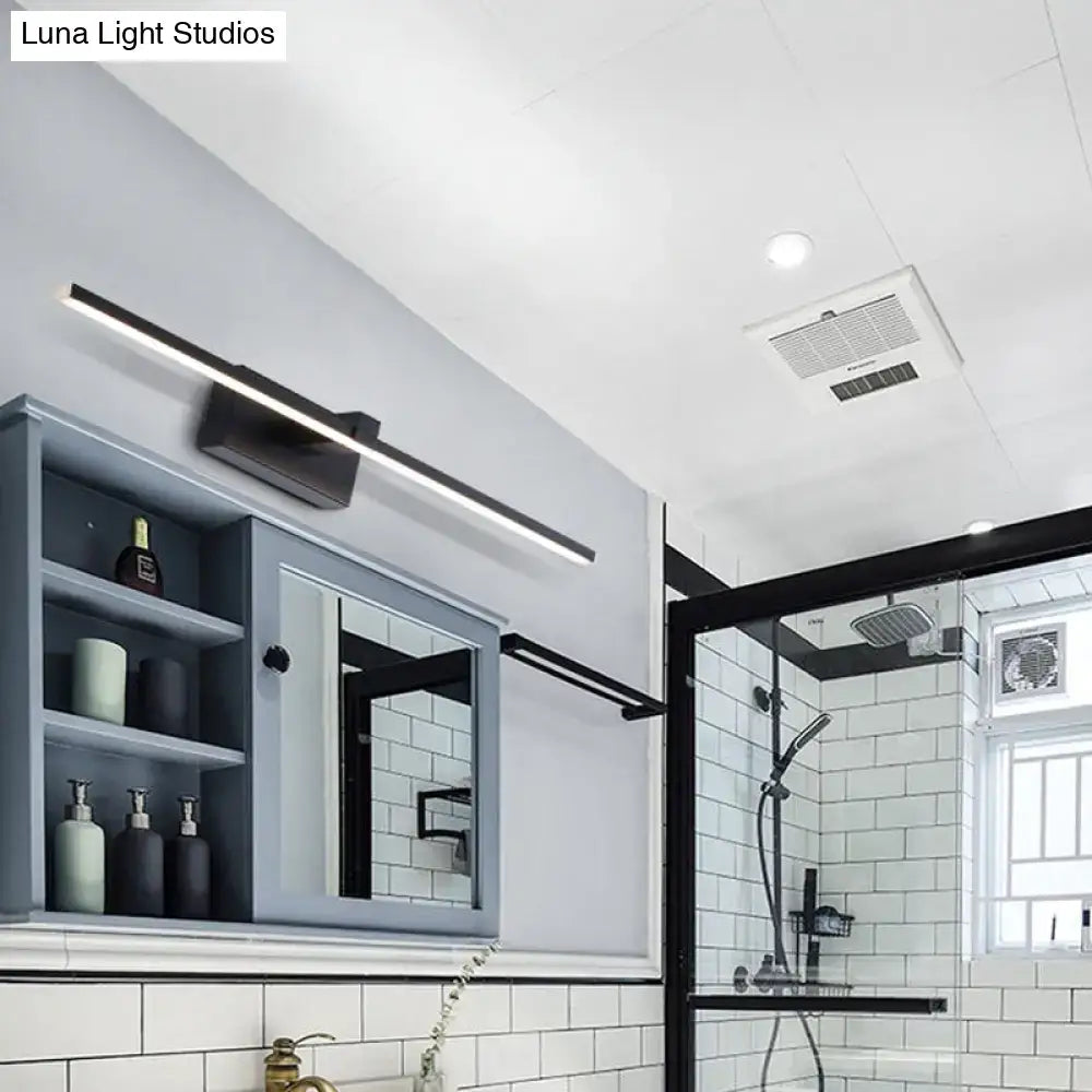 Modern sleek black led wall light bathroom warm white light