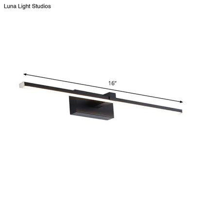 Modern sleek black led wall light bathroom warm white light