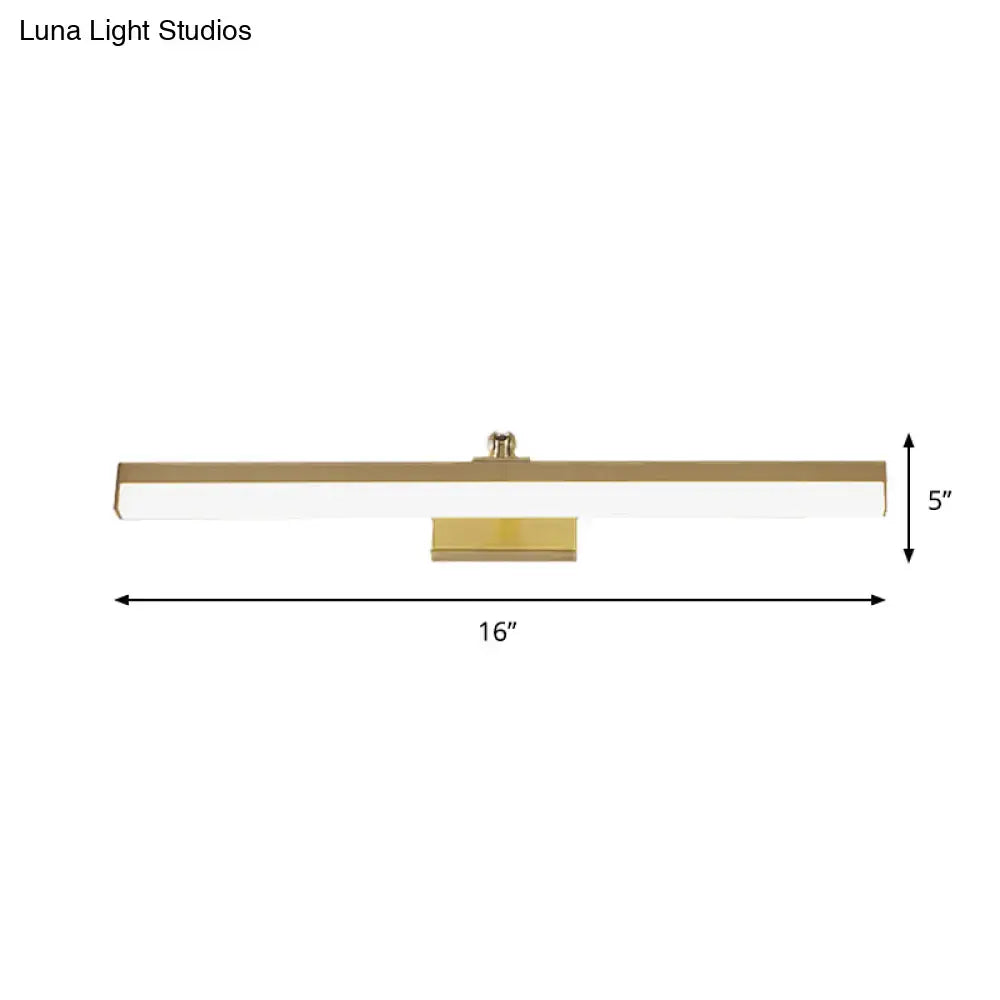Modern sleek brass finish led wall light fixture bathroom vanity