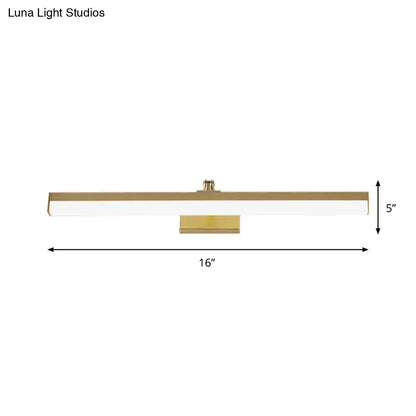 Modern sleek brass finish led wall light fixture bathroom vanity