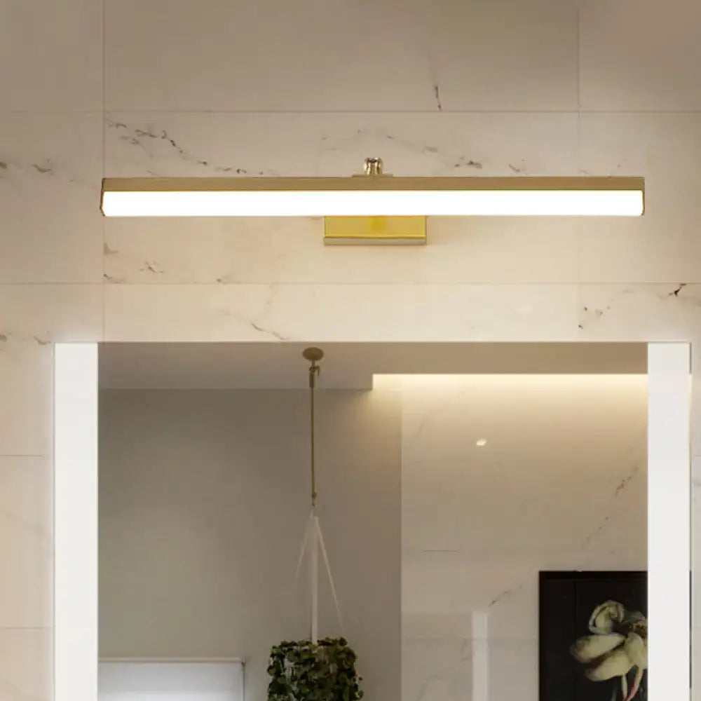 Modern sleek brass finish led wall light fixture bathroom vanity