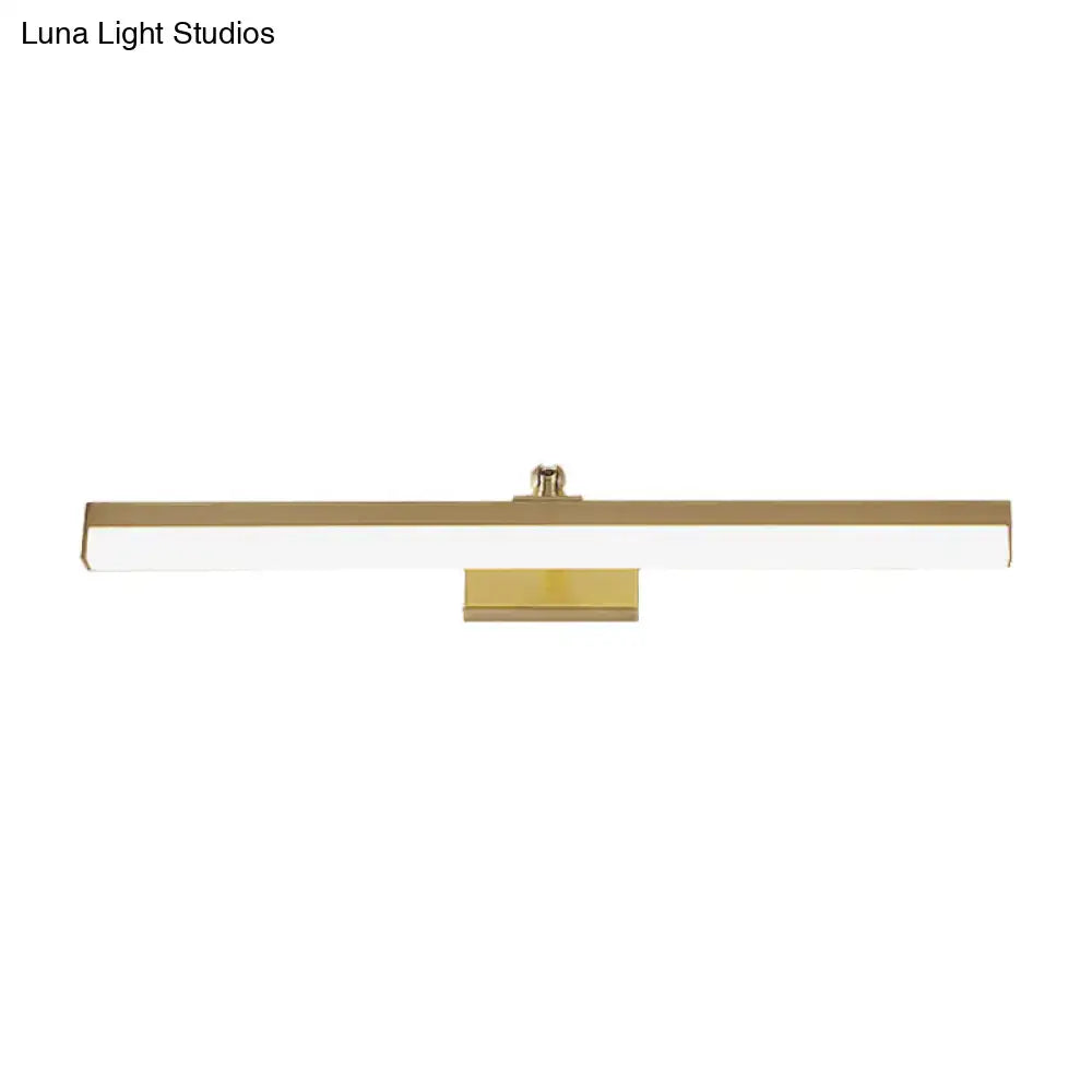 Modern sleek brass finish led wall light fixture bathroom vanity