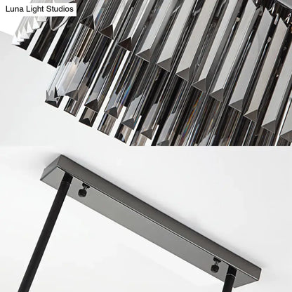 Modern smoke gray crystal rectangle chandelier dining room light