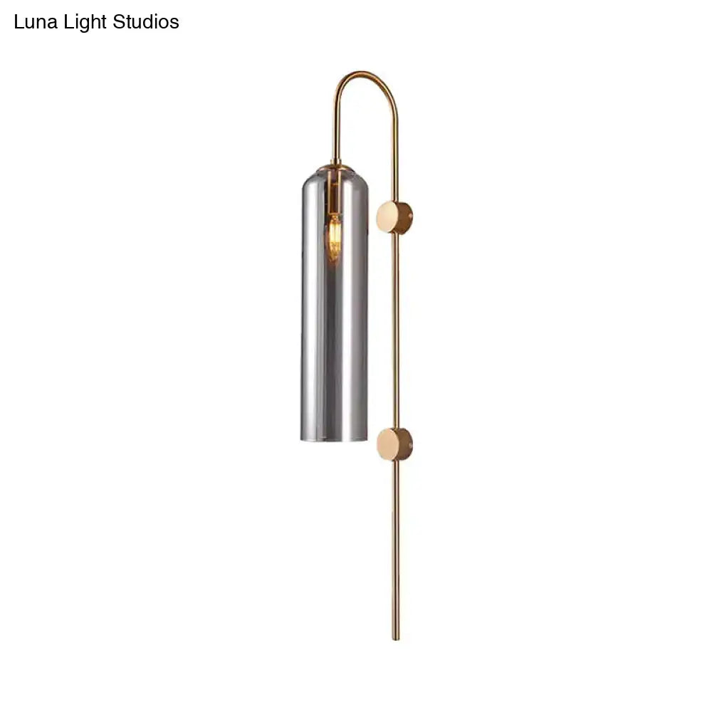 Modern smoke gray glass wall light living room sconce