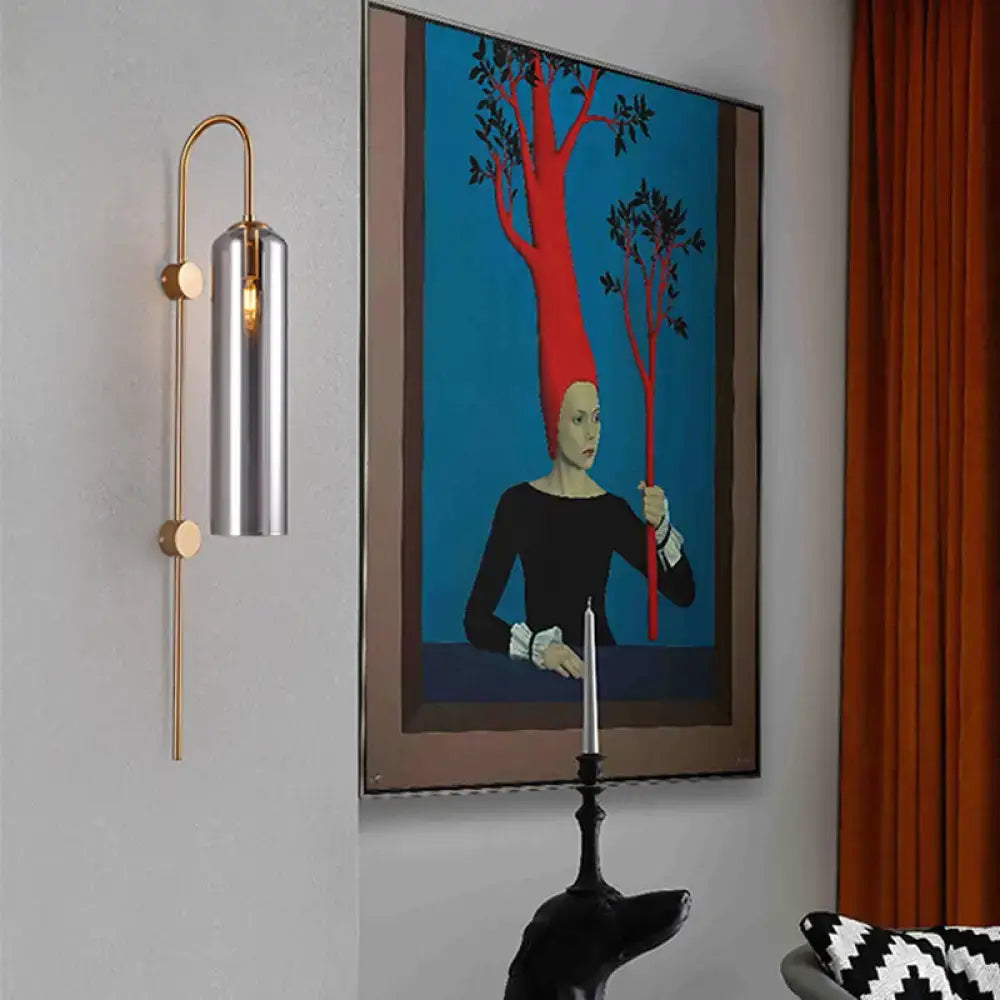Modern smoke gray glass wall light living room sconce