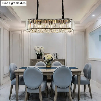 Modern smoke grey crystal pendant light for dining room island