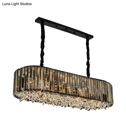 Modern smoke grey crystal pendant light for dining room island