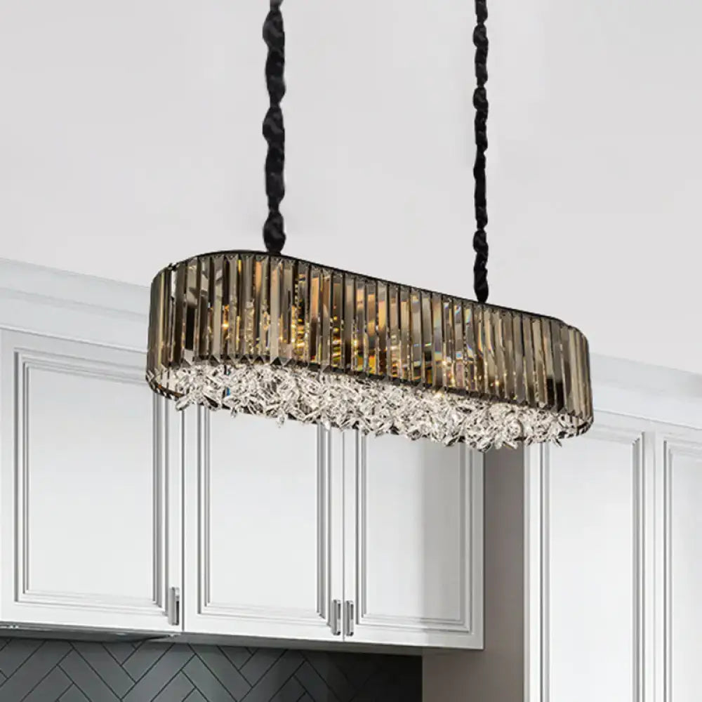 Modern smoke grey crystal pendant light for dining room island